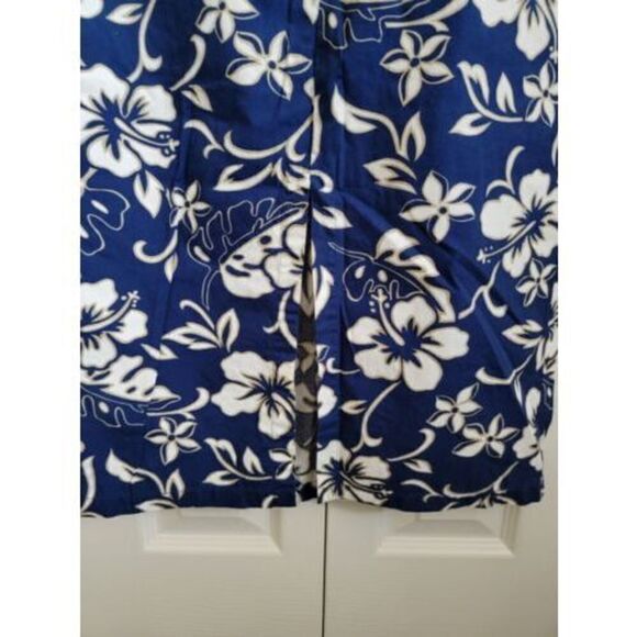 Hilo Hatties Hawaiian Original Maxi Dress 2 Blue Tropical Long Sleeveless Cotton - Picture 6 of 6